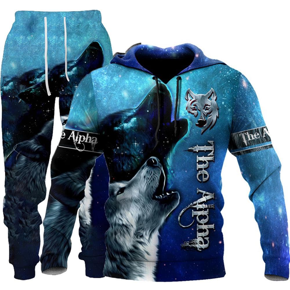 Wolf 3d Printed Hoodie Clothing Suit Pants Suit Male Spring And Autumn Casual Sweashirt Pullover Men Tracksuit Set Fashion Men's 5XL