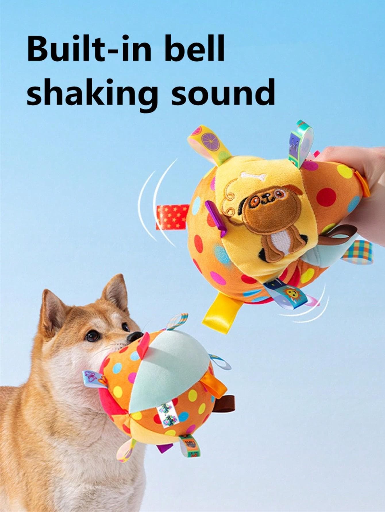 1pc Pet Self-Playing Ball Toy With Ringing Bell, Durable & Chew Resistant, Suitable For Small/Medium/Large Dogs, Random Pattern Sent M orange