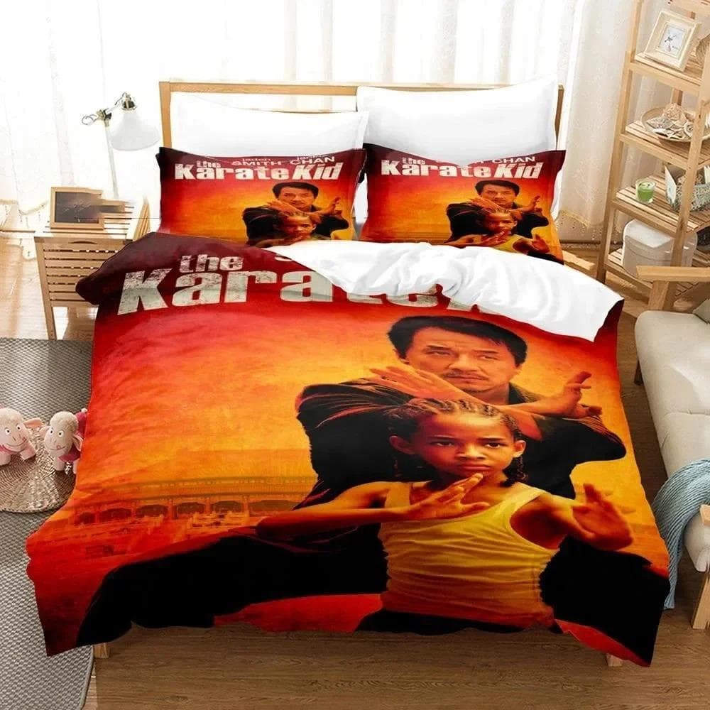 3D Print Cobra Kai Karate Bedding Set Duvet Cover Bed Set Quilt Cover Pillowcase Comforter king Queen Size Boys Adult Bedding EU King 240x220cm