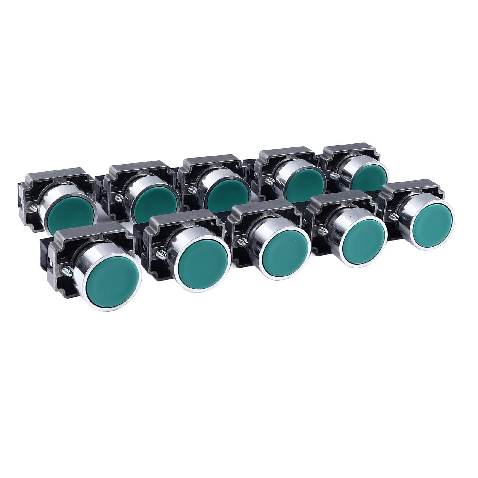10PCS Push Button Switch Self Resetting Flat Head Start Stop Button Switch 22mm Mounting Hole