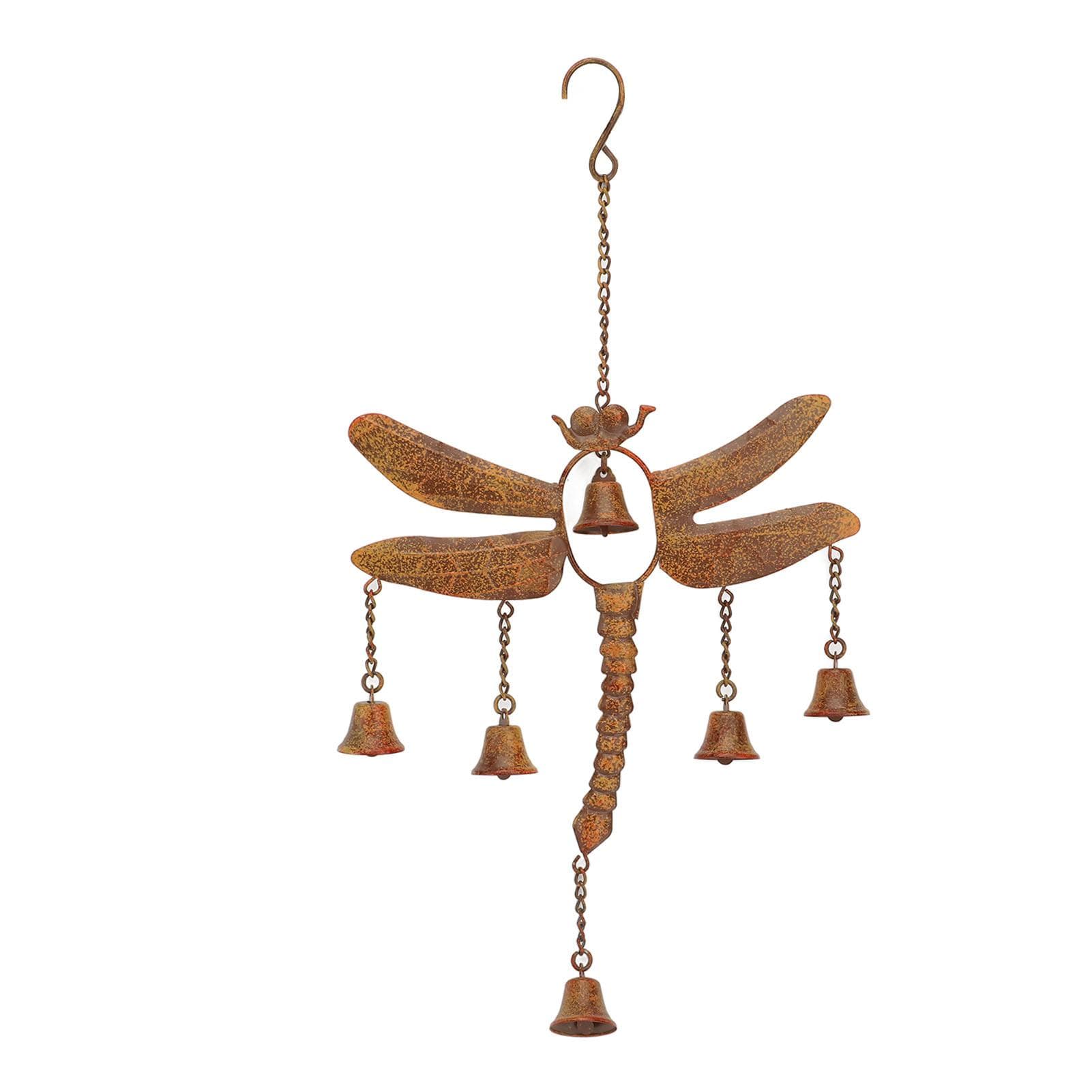Dragonfly Wind Chime with Bells Iron Exquisite Craft Easy Installation Garden Dragonfly Wind Chime