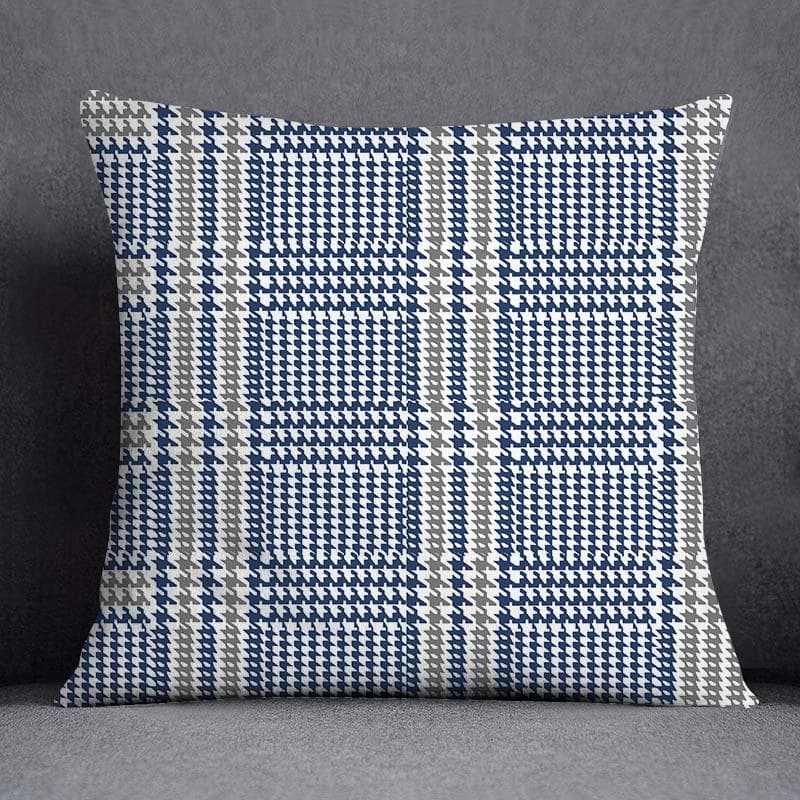 Blue Gray Geometric Pattern Decorative Pillowcase Cushion Cover Pillowcase Sofa Home Decor 45X45CM