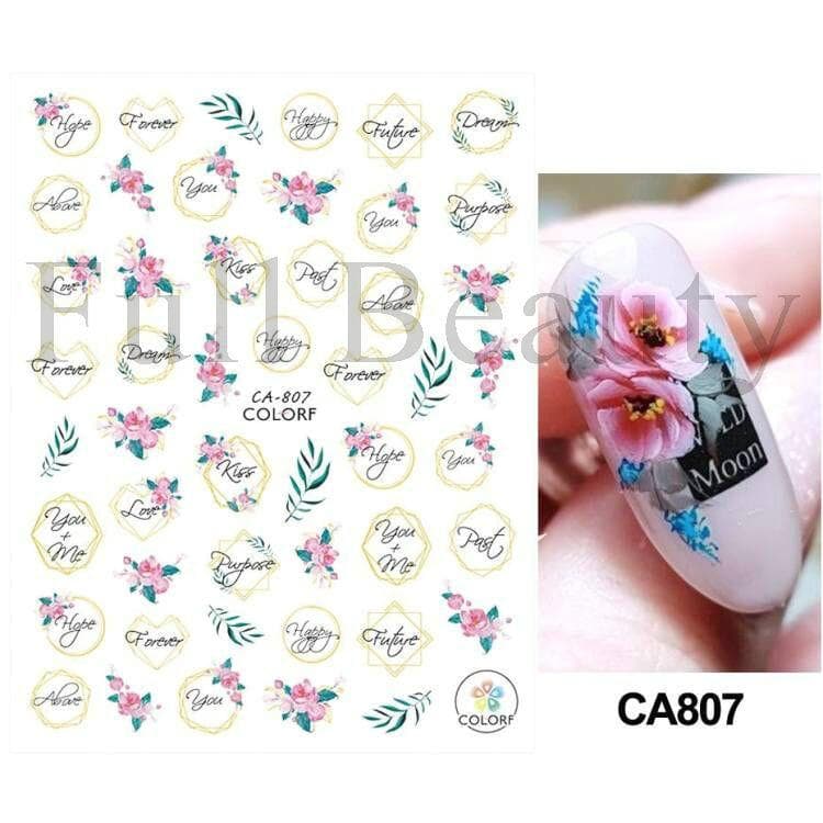 1Pc 3D Nail Stickers Flower Plants Nail Art Decals Floral Leaf Spring Sliders Manicure Decor