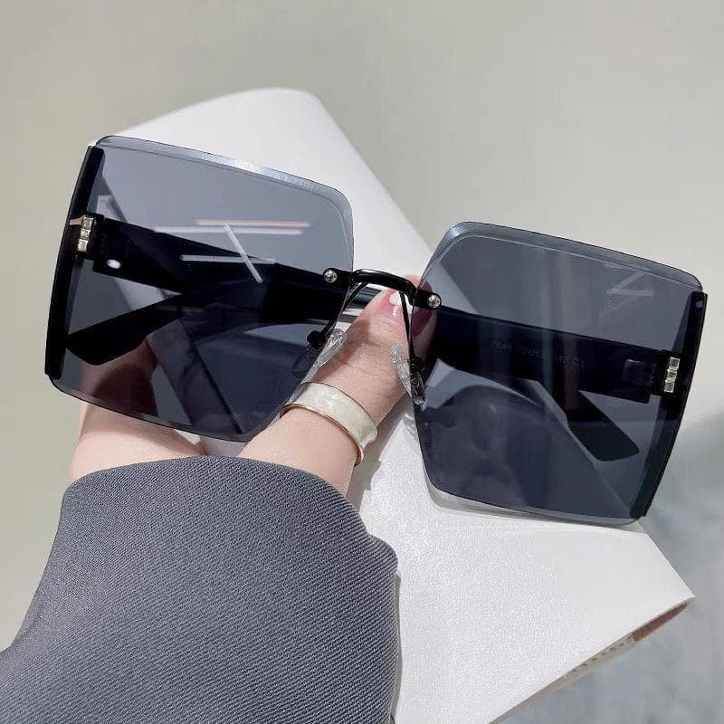Fashion Square Women Shades Glasses Gradient Color Lens Sunglasses For Female Outdoor Anti UV Large Frame Eyewear black