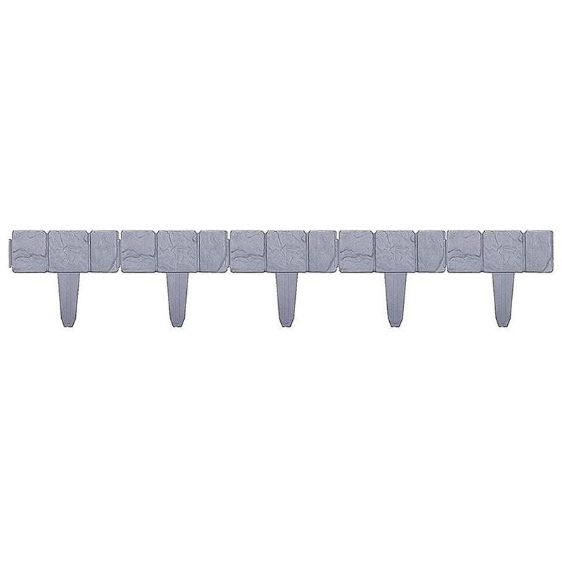 Garden Fence Border Plastic Stone Effect Flowerbed Grass Lawn Plant Decorative Edging Panels 5PCS