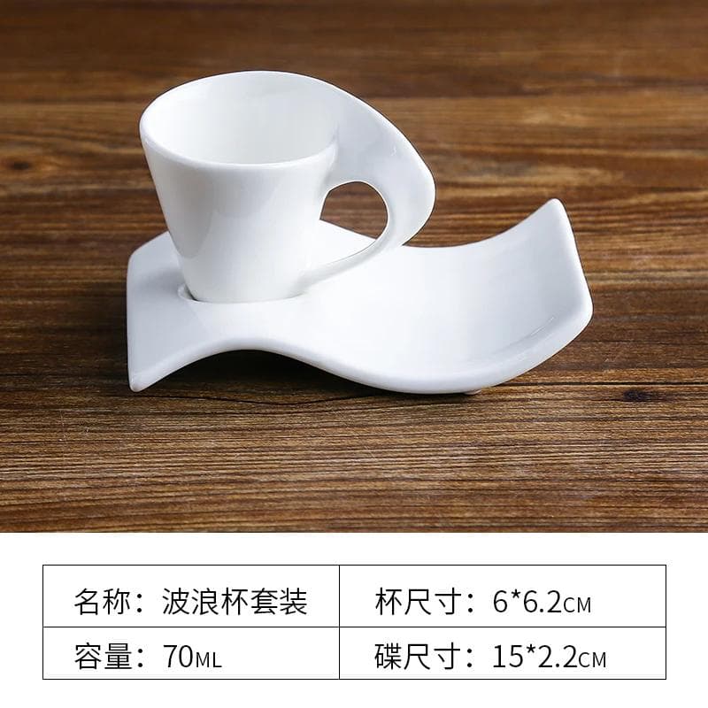 European Wave Shape Ceramics Coffee Cup Espresso Cups Afternoon Tea Cup with Saucer Creativity Home Office Breakfast Milk Cups 65-220ml