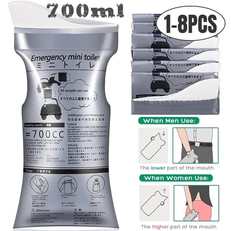 1PCS 700ml Emergency Portable Car Urine Bag Vomit Bags Mini Mobile Toilets Handy Unisex Disposable Urinal Toilet Bag 1PCS