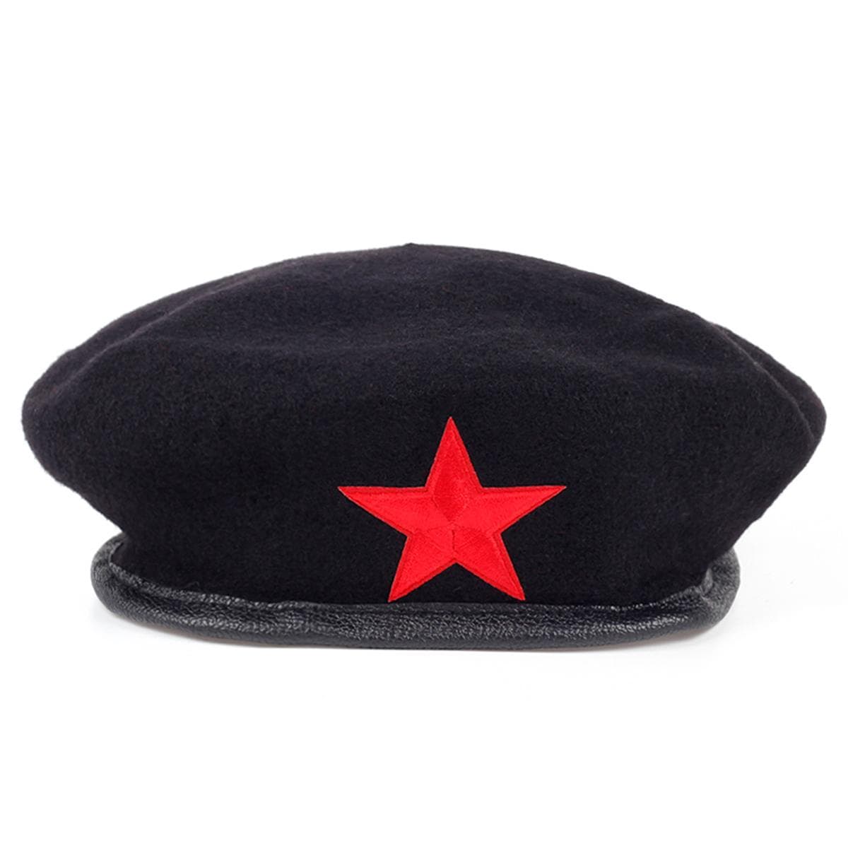 Unisex Five Pointed Star Sticker Beret Men Women Painters Hats Autumn Winter Warm Berets Flat Caps black