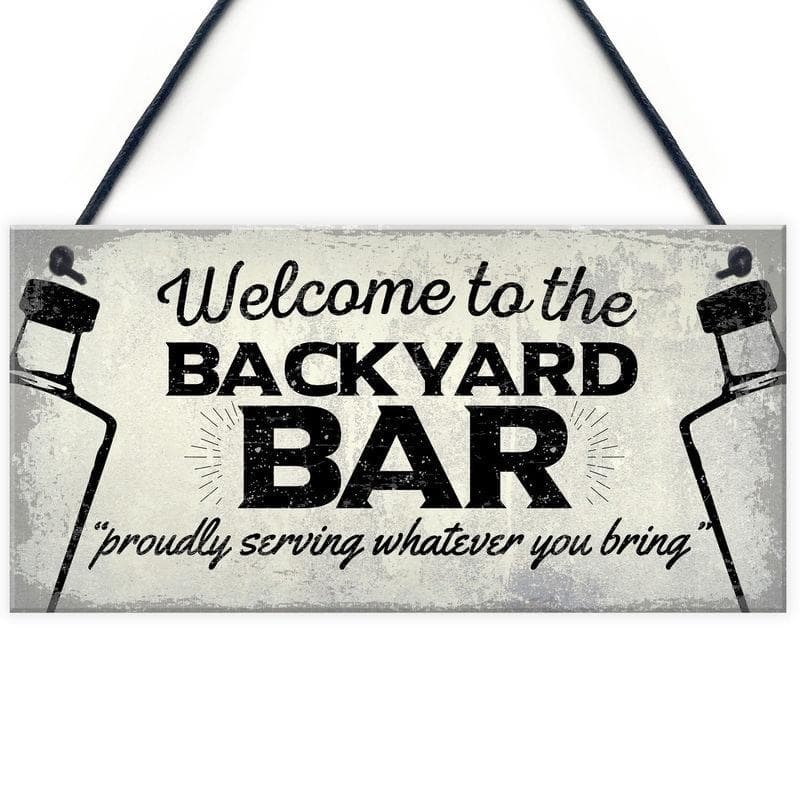 Welcome To The Backyard Bar Wooden Hanging Plaques Signs Gift Home Man Cave Bar Decoration