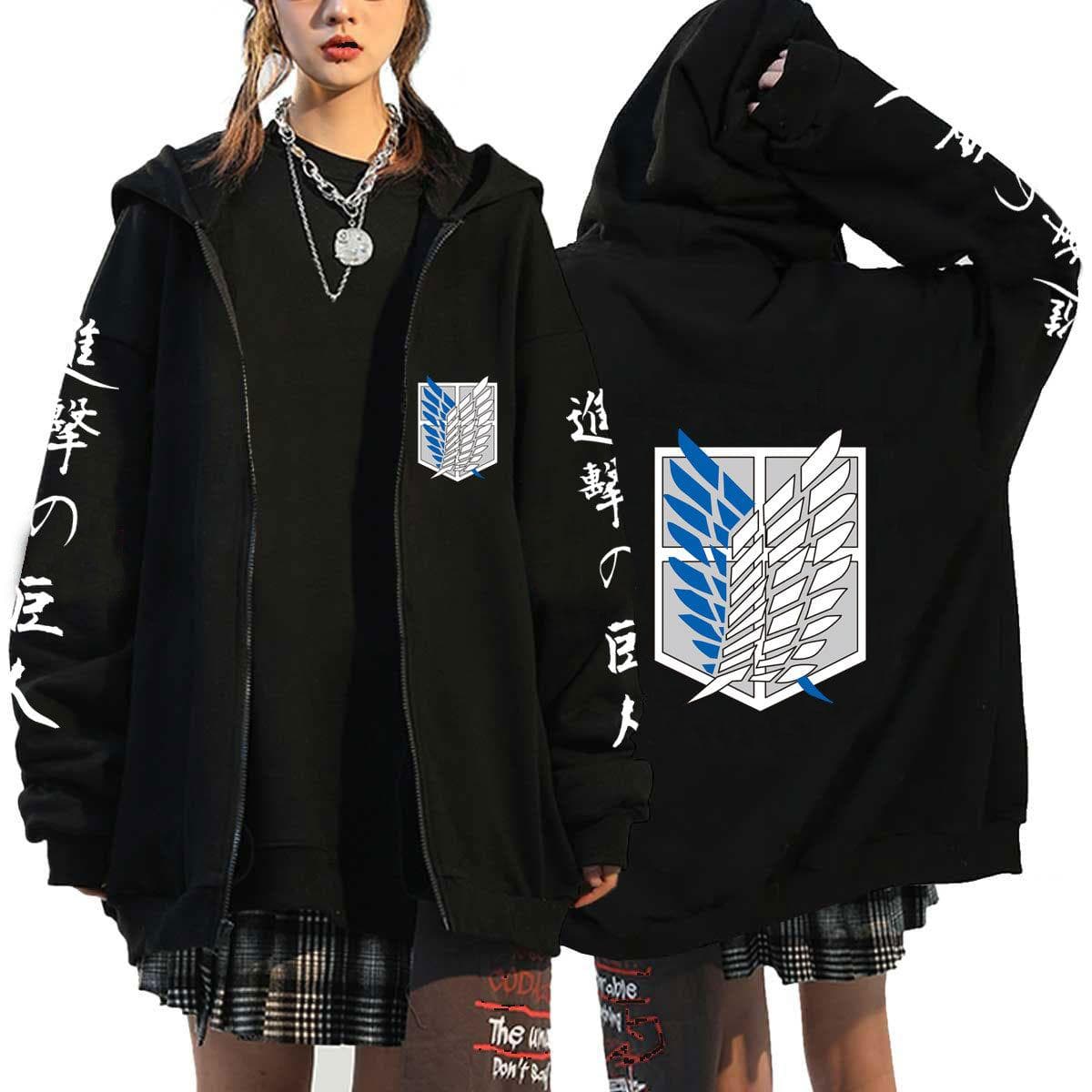 Attack on Titan Hoodie Zipper Sweatshirts Anime Levi Ackerman Shingeki No Kyojin Hoodie Men Sportswear Cosplay Clothes Women XXL