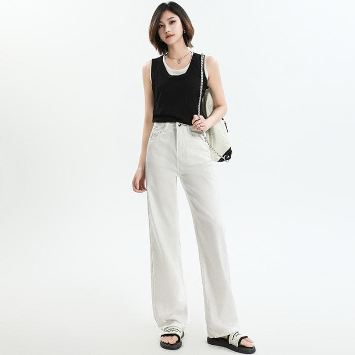 Tennis Jeans Three-proof Jeans Women Spring High Waist Loose Wide-leg Jeans Women Spring Wide-leg Jeans Women Spring 2XL