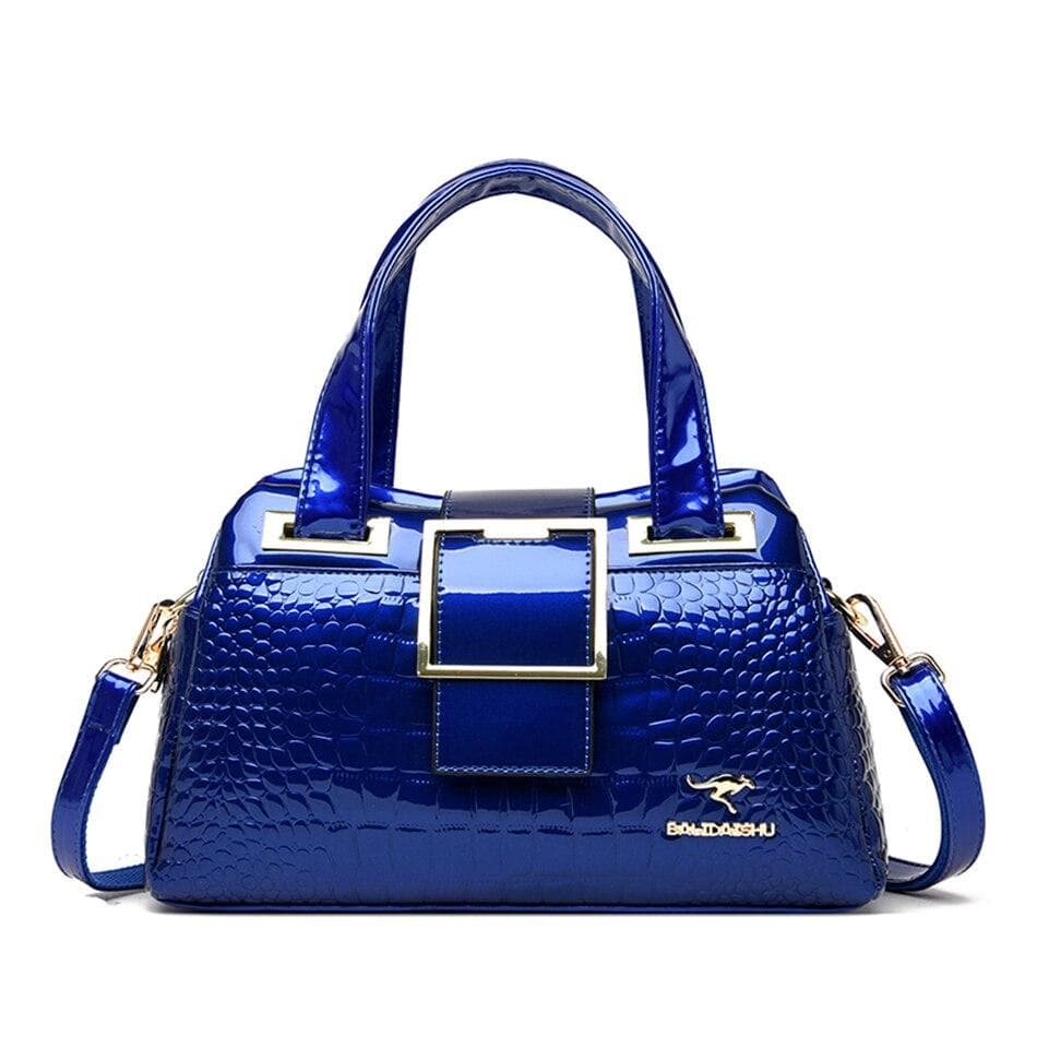 2 layer Large Capacity Tote Bag Luxury Handbags Women Bags Designer Crocodile Pattern Ladies Boston Shoulder Bag High Quality blue