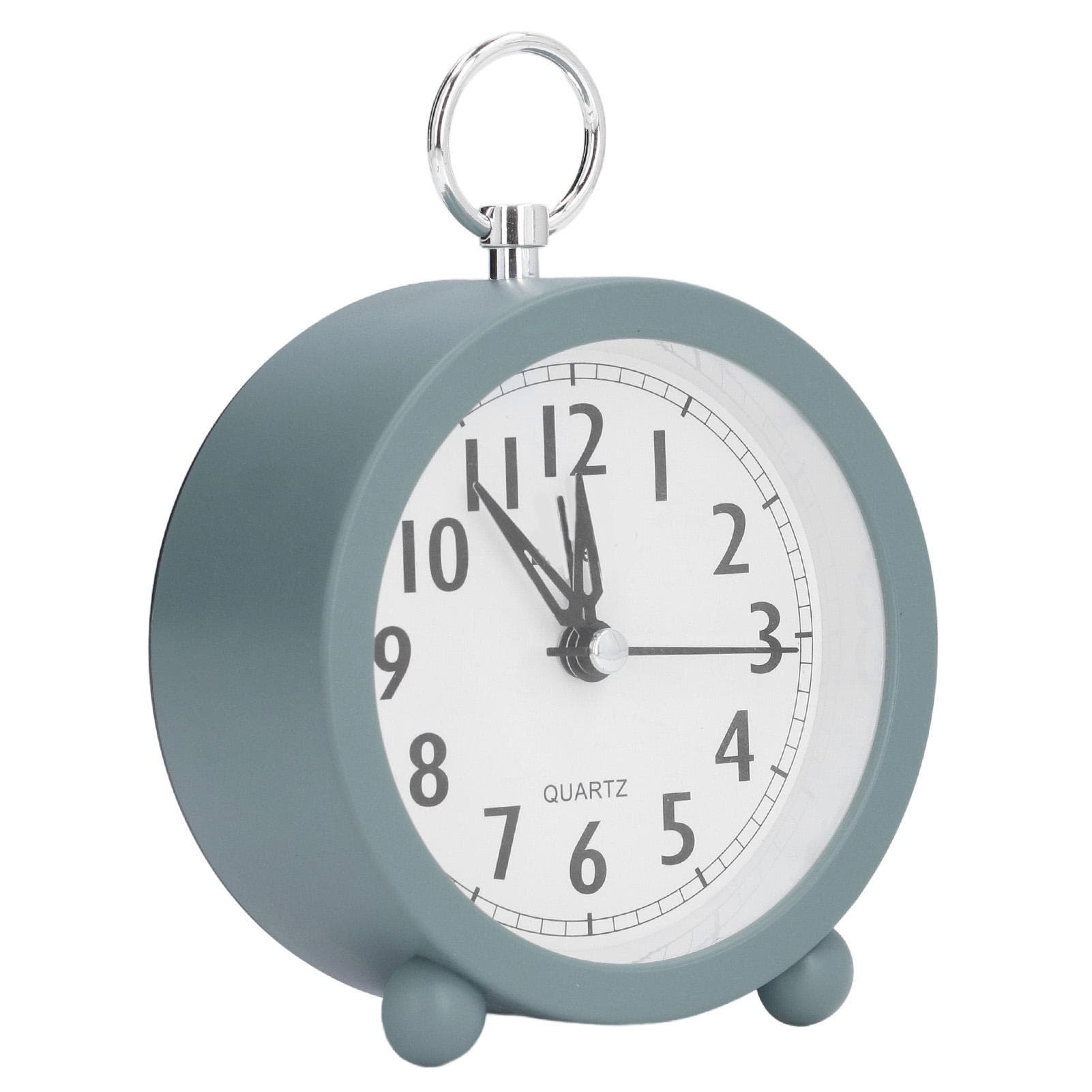 Table Clock Simple Mediterranean Style Loudly Alarm Silent Ticking Nonradiative High Accuracy Desk