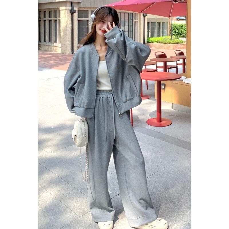 Angora Red Casual Sports Sweatshirt Suit for Women In Autumn New Style Lazy and Slim Slimming Two Pieces XL