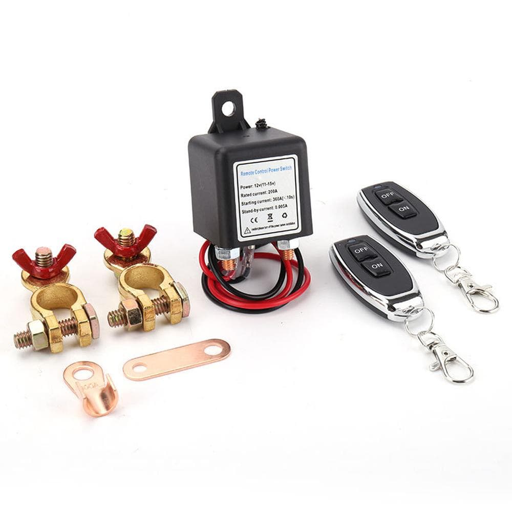 Kill Switch for Car Remote Battery Disconnect Switch 12V24V 200A Remote Control Anti-Theft Car 24V 200A black
