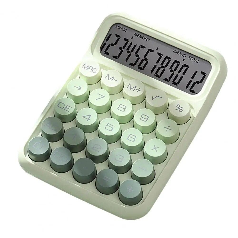 Retro Typewriter Calculator Vintage Gradient Color Mechanical Calculator with Lcd Display for Home Office Cute 12 for Office green