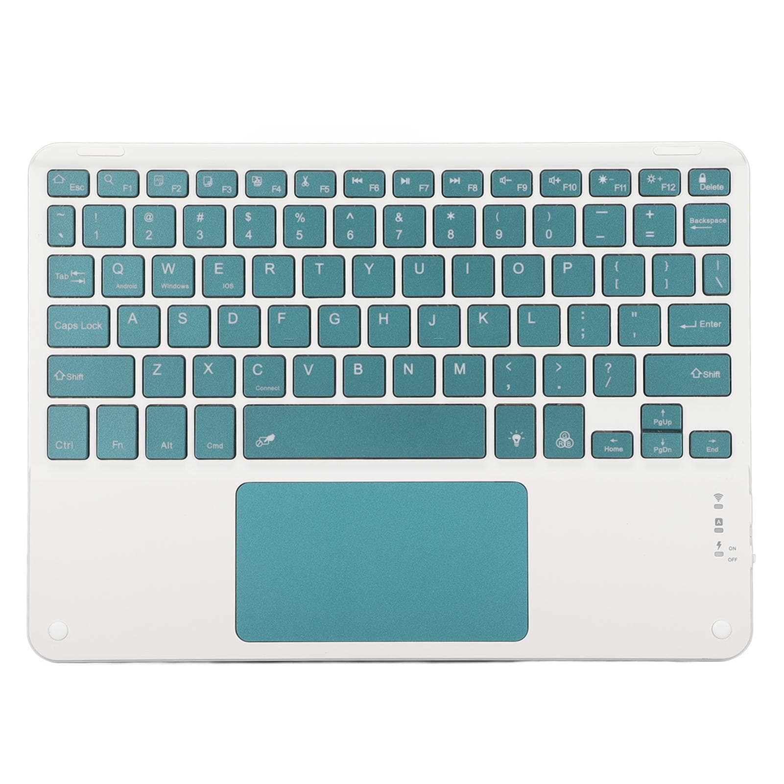Wireless Keyboard with Touchpad Quadrate Keycap Ultra Thin 10inch Wireless Keyboard with RGB dark green