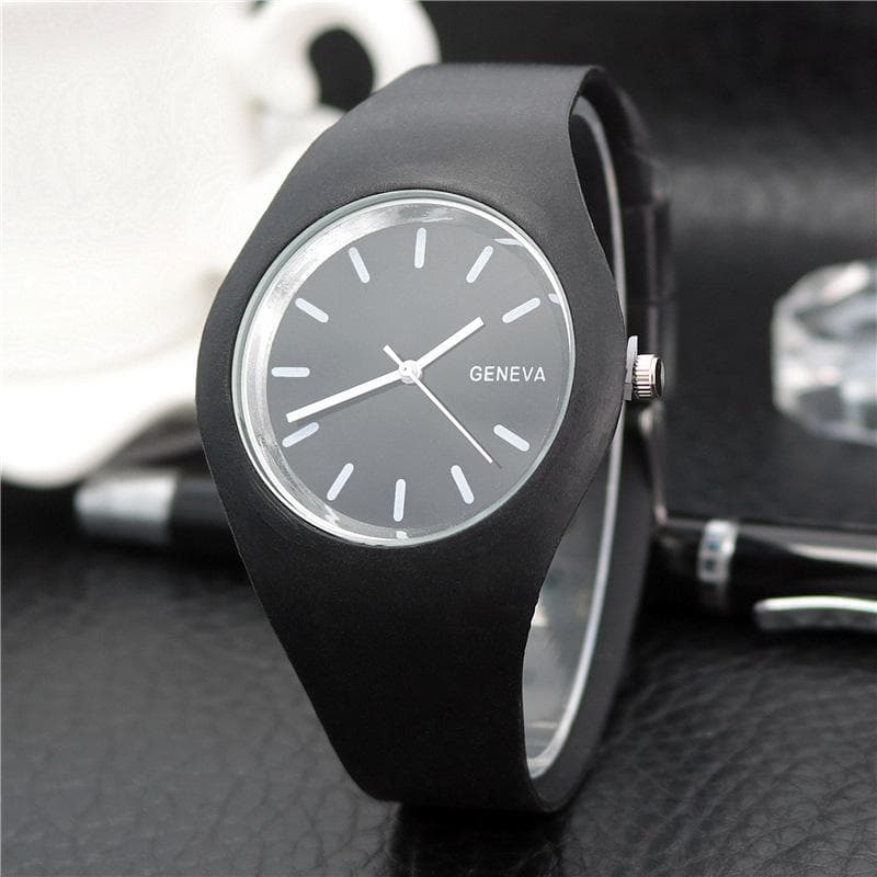 Silicone Watch Fashion Jelly Candy Geneva Men's Watch Women's Watch Quartz Ultra-thin Watch black