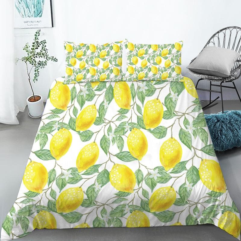 Fruit Bedding Set Full Queen Size For Kids Adults Lemon Watermelon Print Duvet Cover Set Quilt Cover Pillowcases Bedroom Decor US Twin(172x218cm)