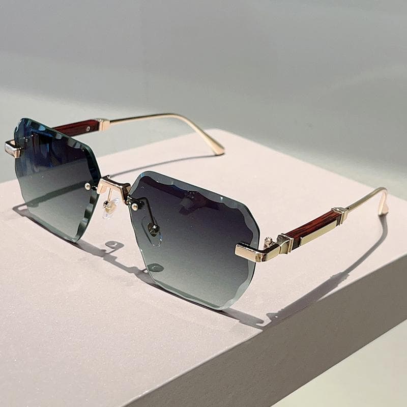 KAMMPT Oversized Rimless Sunglasses Gradient Multi-color Shades for Men Women Trendy Luxury Brand Sun Glasses without case