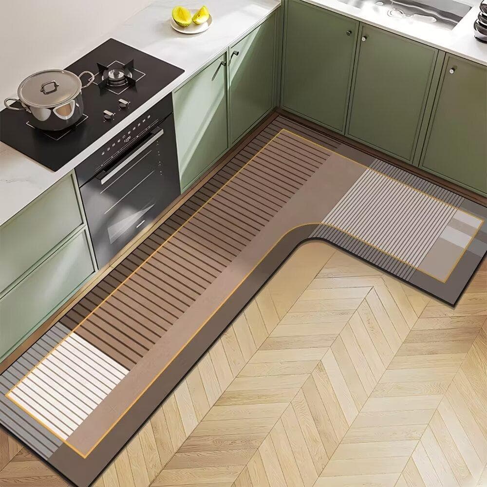 Nordic Light Luxury Diatom Mud Household L-shaped Kitchen Floor Mat Water Absorption Anti-slip Quick-drying and Easy-to-maintenance Floor Mat 100*120*45cm