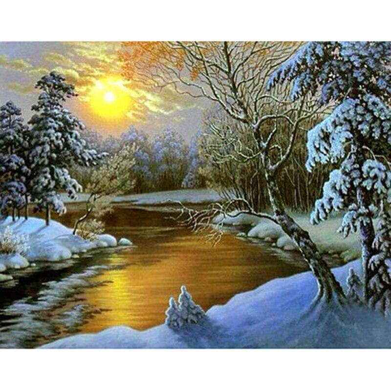 Full Round Drill 5D DIY Diamond Painting Winter snow Embroidery Cross Stitch 30X40CM