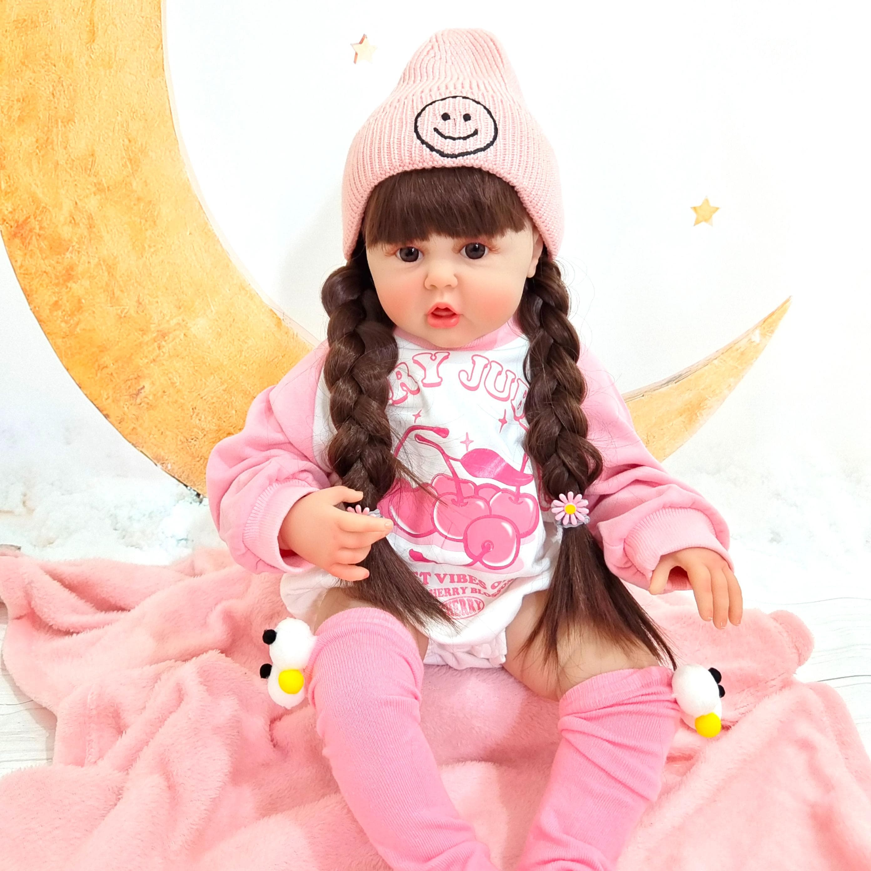Soft Silicone Lifelike Reborn Doll 60cm For Girl Vinyl Princess Baby With Cloth Body Bebe Birthday Gift Dress Up