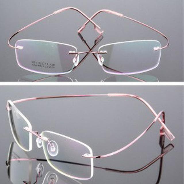Titanium Alloy Super Elastic Rimless Glasses Men Women Unisex Frameless Eyewear Fashion Business Eyeglasses Protection Eye pink