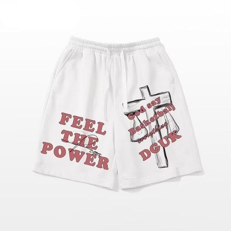 Shorts Men's Summer Loose Wide-leg Medium Pants Couple Drawstring Casual Five-point Pants 5XL white