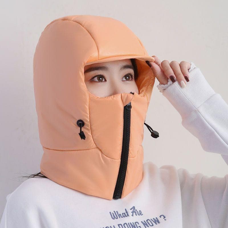 Hat for Women In Winter Down Cotton Windproof Riding Cold Proof with Thick Velvet Head Cover Electric Bike Warm Lei Feng Hat for Men one size