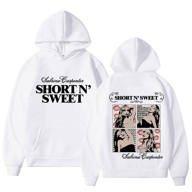 Sabrina Carpenter Short N Sweet Hoodie Men Streetwear Aesthetic Casual Hoodies Unisex Autumn Winter Harajuku Hooded Sweatshirts M white