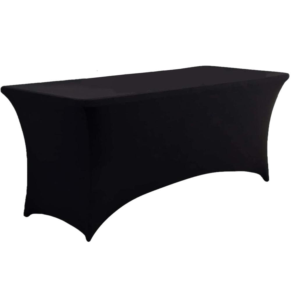 Black/White 4/6FT Stretch Spandex Table Cover Washable Kitchen Universal Tablecloth Fit for Event Banquet Wedding Cocktail Party 4FT 1pcs black
