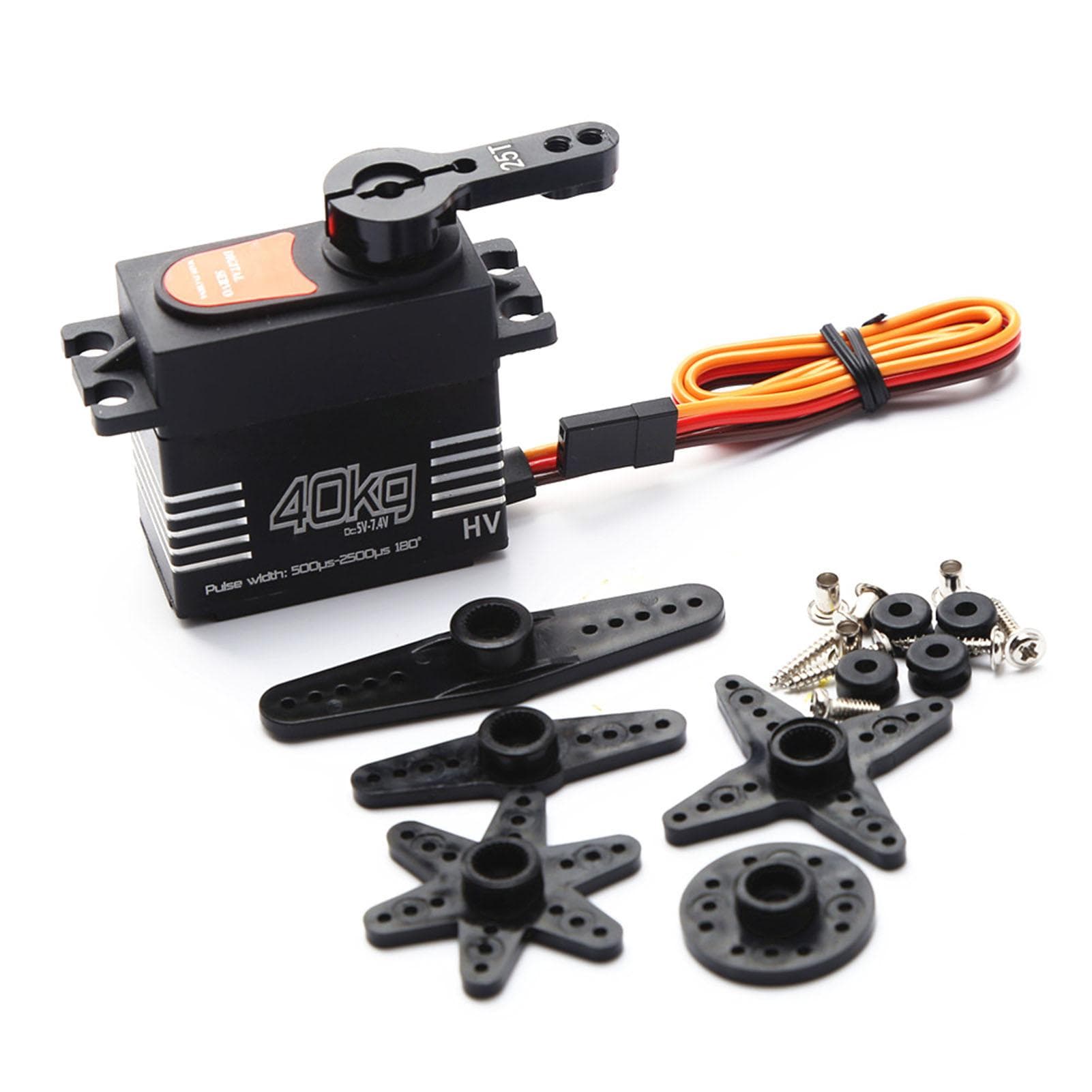 40KG Digital Servo Metal Gear Servo Large Torque Waterproof for 1/8 1/10 RC Car Truck Robot Parts 1pcs black