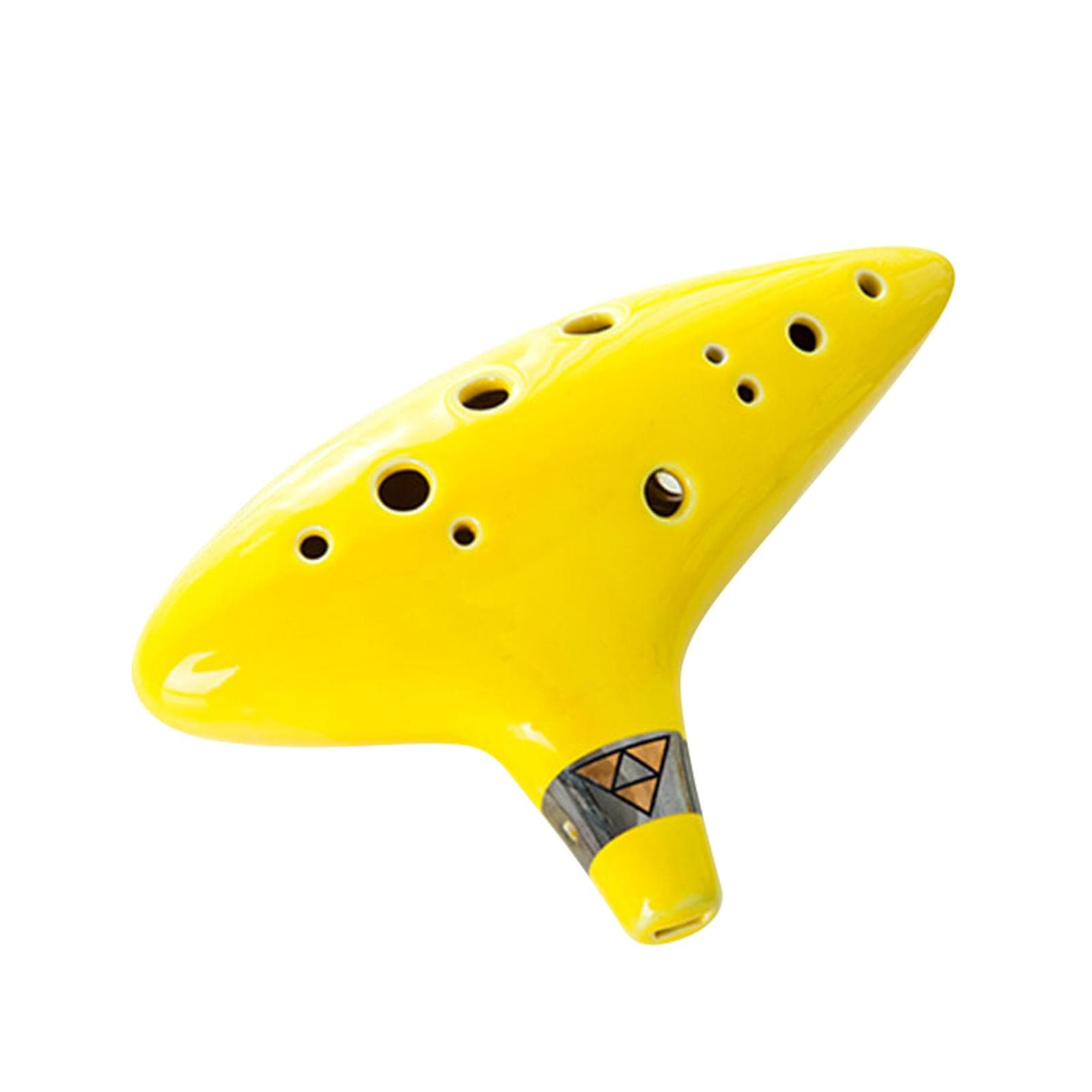 12-hole Alto C Ocarina Portable Musical Instrument with Protective Bag yellow