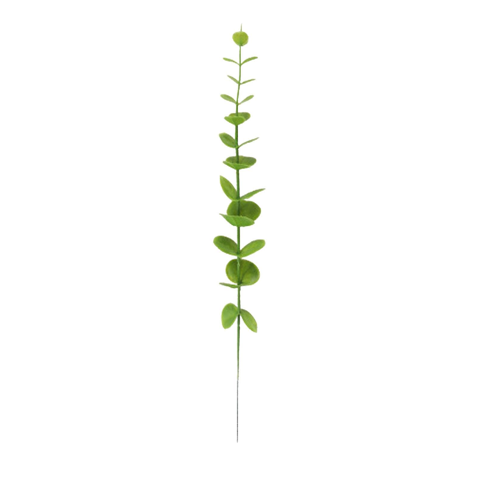 Eucalyptus Stem Decor 24 Leaves Plastic Iron Wire Artificial Fake Faux Eucalyptus Stem for Home light green