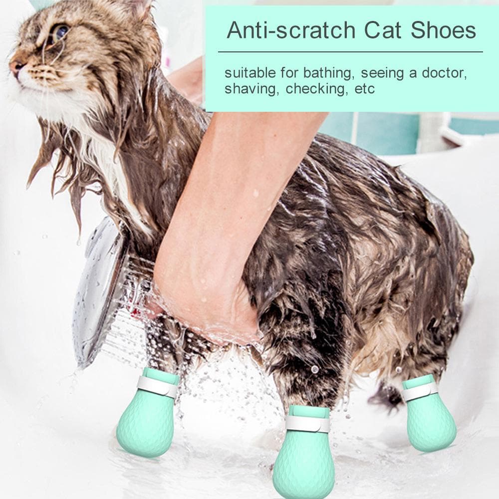 Silicone Anti-scratch Cat Shoes Pet Medical Shoes Adjustable Pet Paw blue