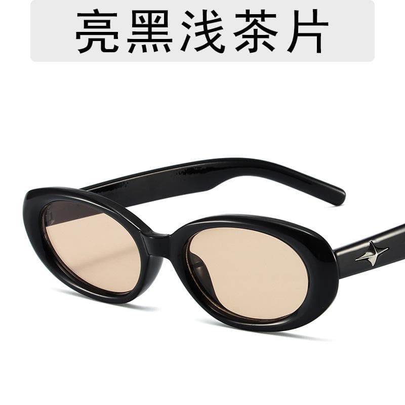 New Women Small Frame Sunglasses Oval Shape with Star Decor UV400 Protection Outdoor Leisure Sun Glasses Oculos De Sol As shown in the figu