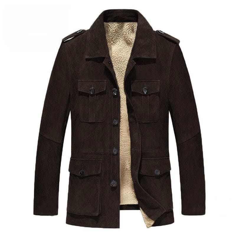 Men's Fur Suede Faux Fur Jacket Thickened Coat L