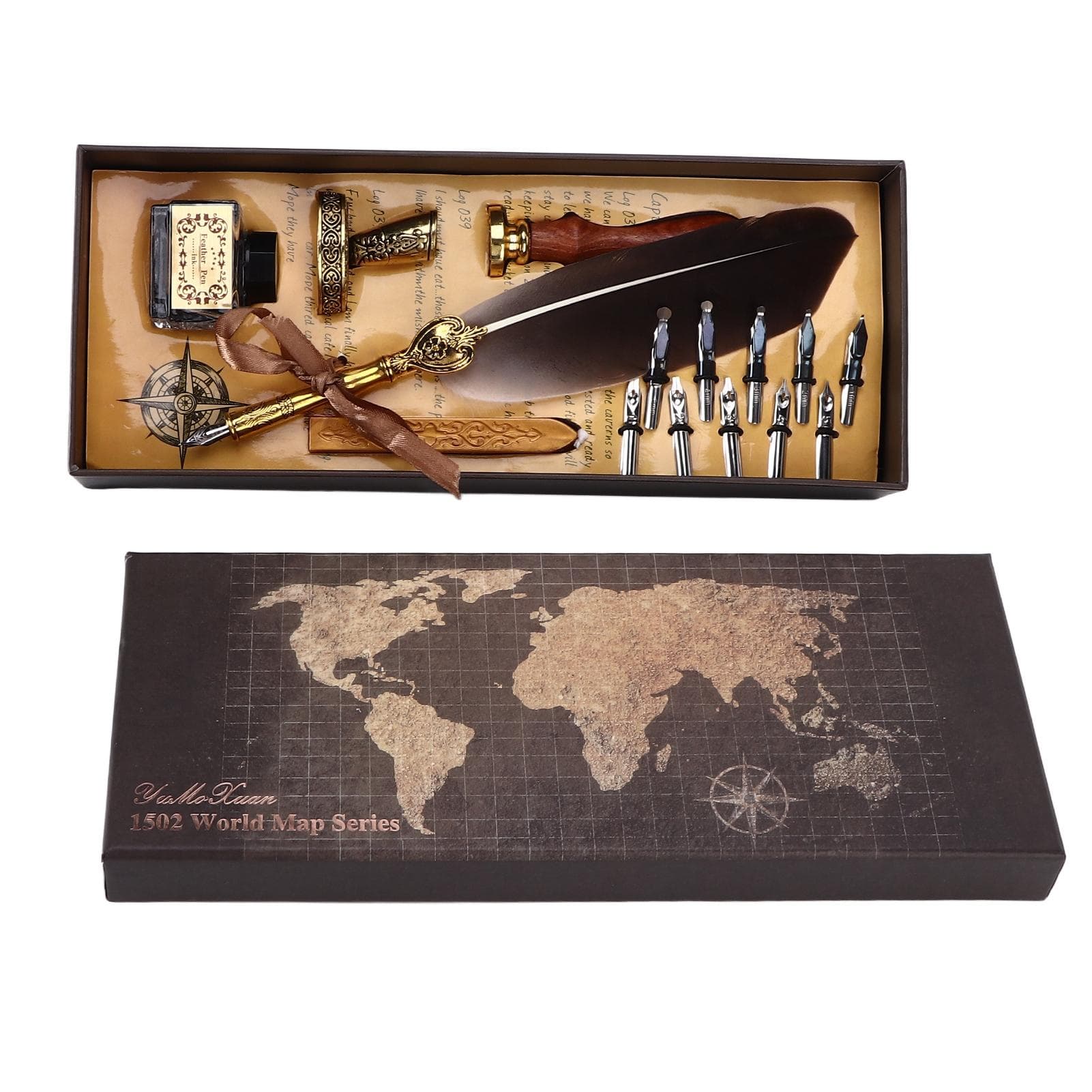 Calligraphy Pen Retro Style Reliable Wearable Replaceable Nibs Attractive Decorative Writing Tools brown