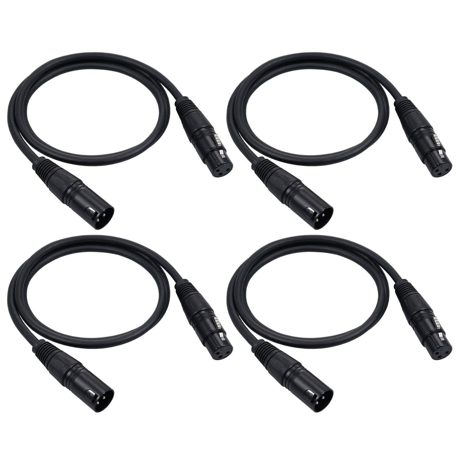 DMX512 Signal Cable Canon Cable/Microphone Cable/Microphone Cable XLR Cable Black 100cm&4pcs