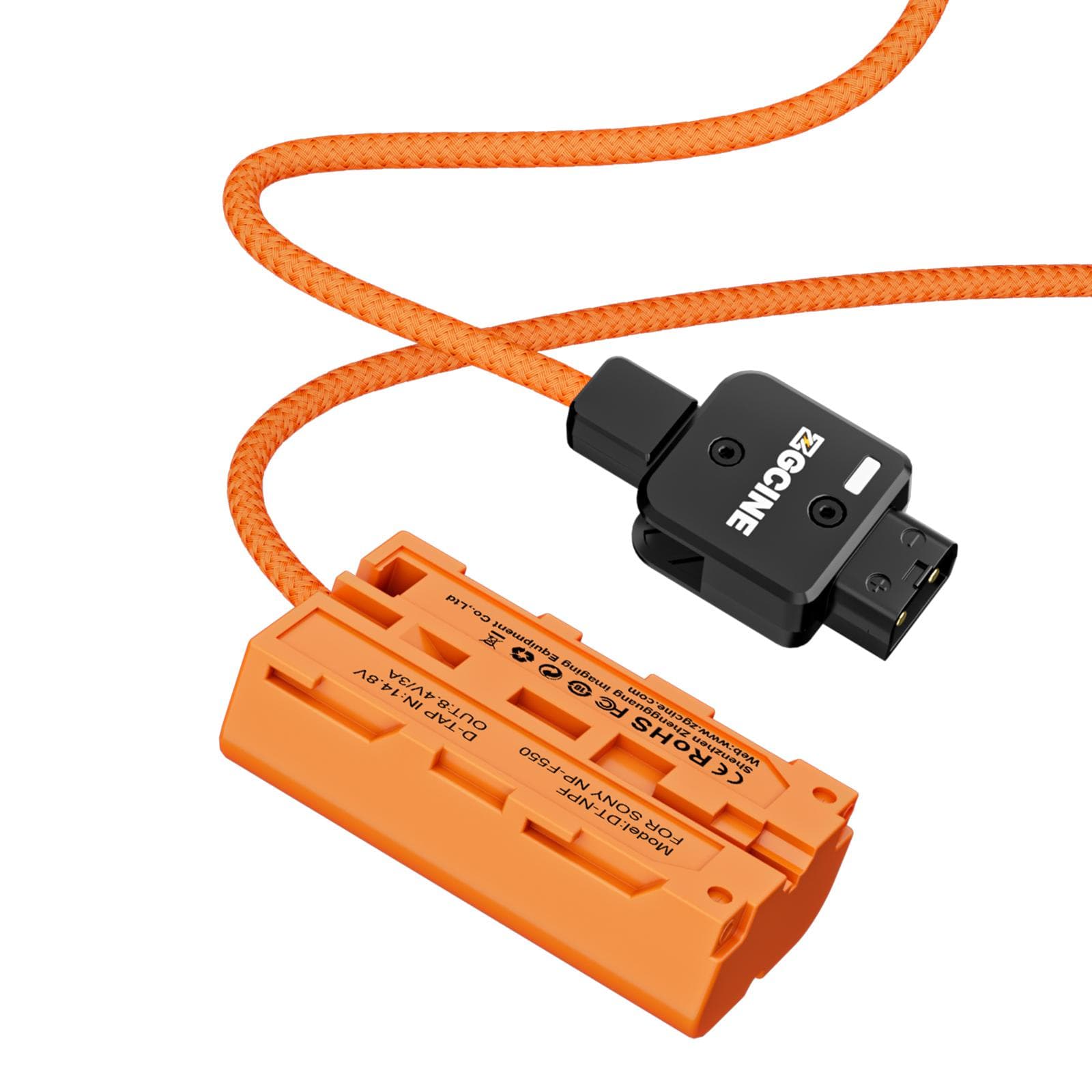 ZGCINE PD-NPF Type-C to NPF Dummy Battery Braided Cable DC Coupler Accessory for Monitors/ LED D-Tap to NPF Dummy Battery orange