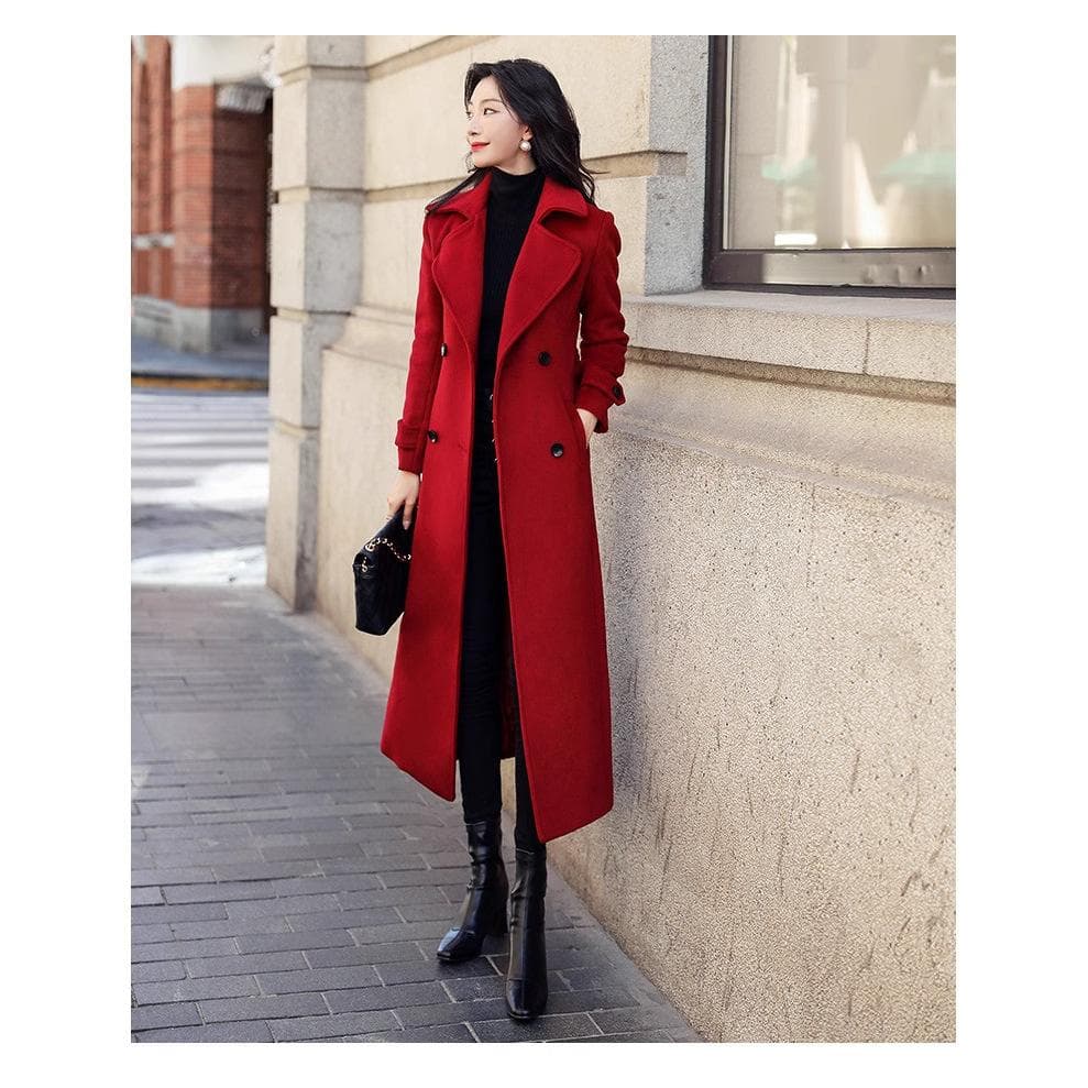 Order surge thickened woolen women's coat extended coat XL