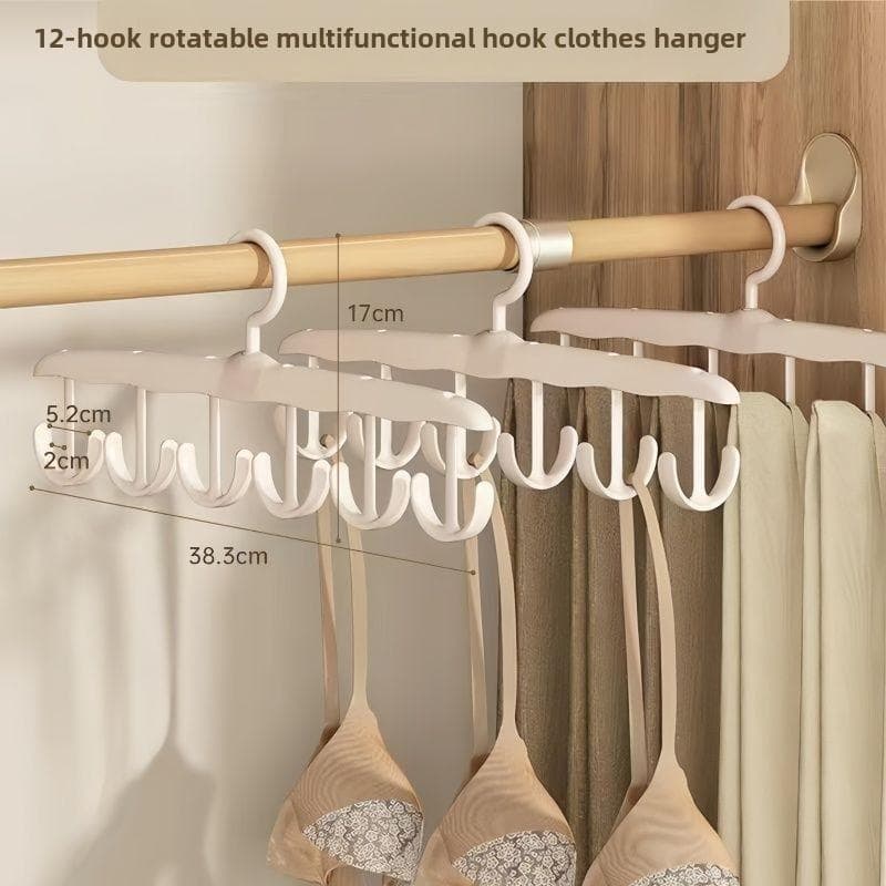 Space-Saving 12-Hook Rotating Hanger - Ideal for Ties, Underwear, Vests, And Skirts | a Portable Organizer Suitable for Dorms And Home Storage. white