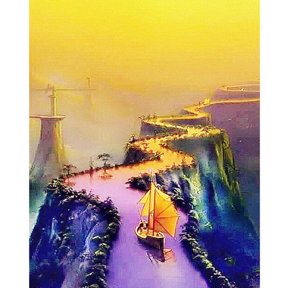 Diy 5D Diamond Painting River boat Diamond Paintings Full Round Rhinestones Painting Diamond Embroidery scenery home Decor 20X30CM