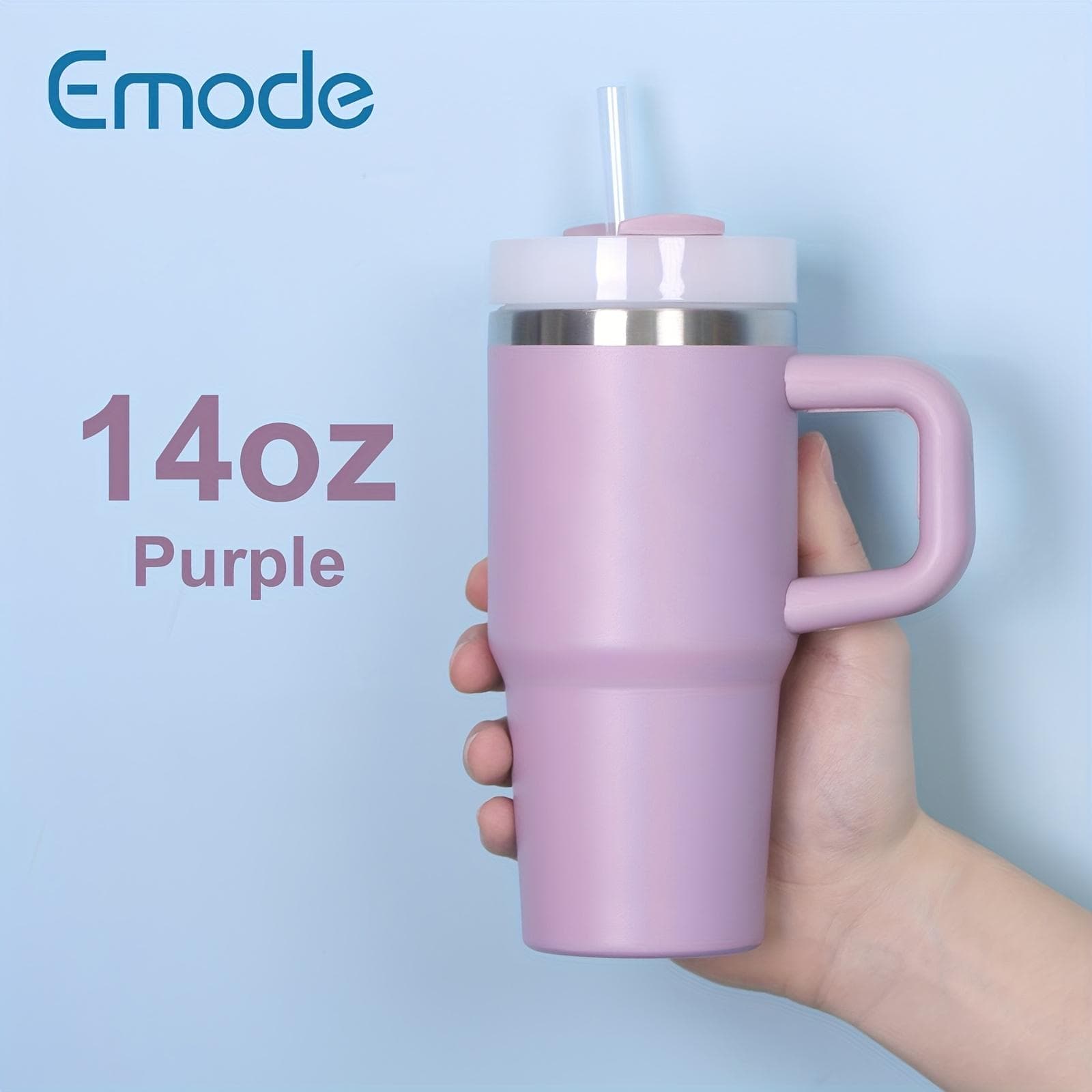 14 oz Stainless Steel Insulated Mug with Lid and Straw - BPA Free, Shatterproof, Great for All Seasons - Ideal Gift for Birthdays, Halloween purple