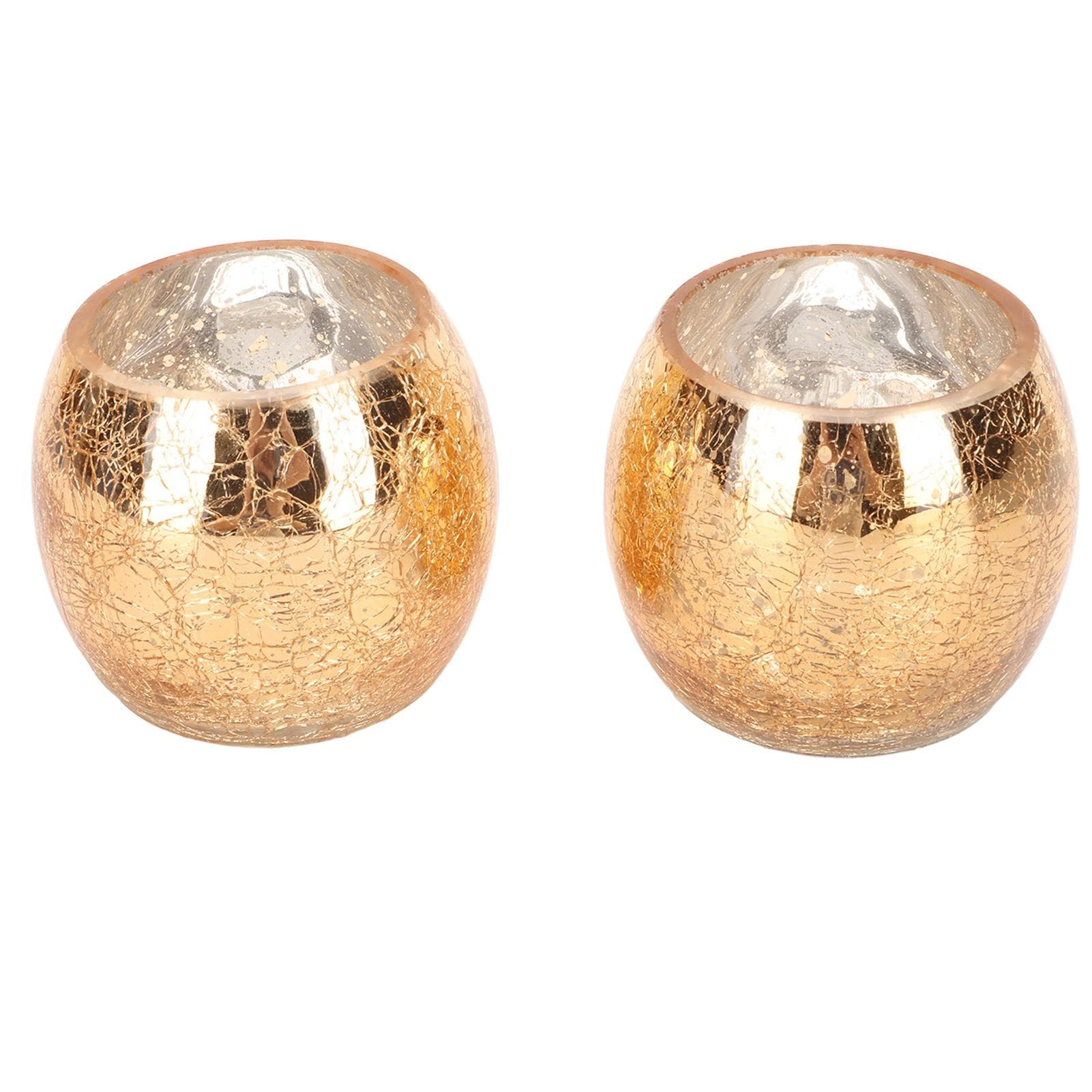 2PCS Round Speckled Glass Candle Holder Minimalist Modern Romantic Gold Tealight Candle Holder for