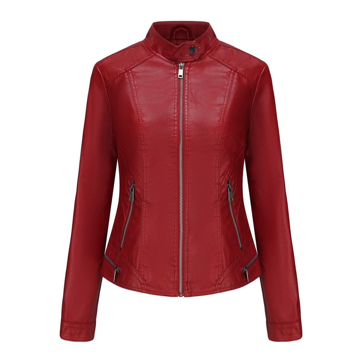 New Style Women's Leather Long Sleeve Spring and Autumn Thin Jacket 3XL