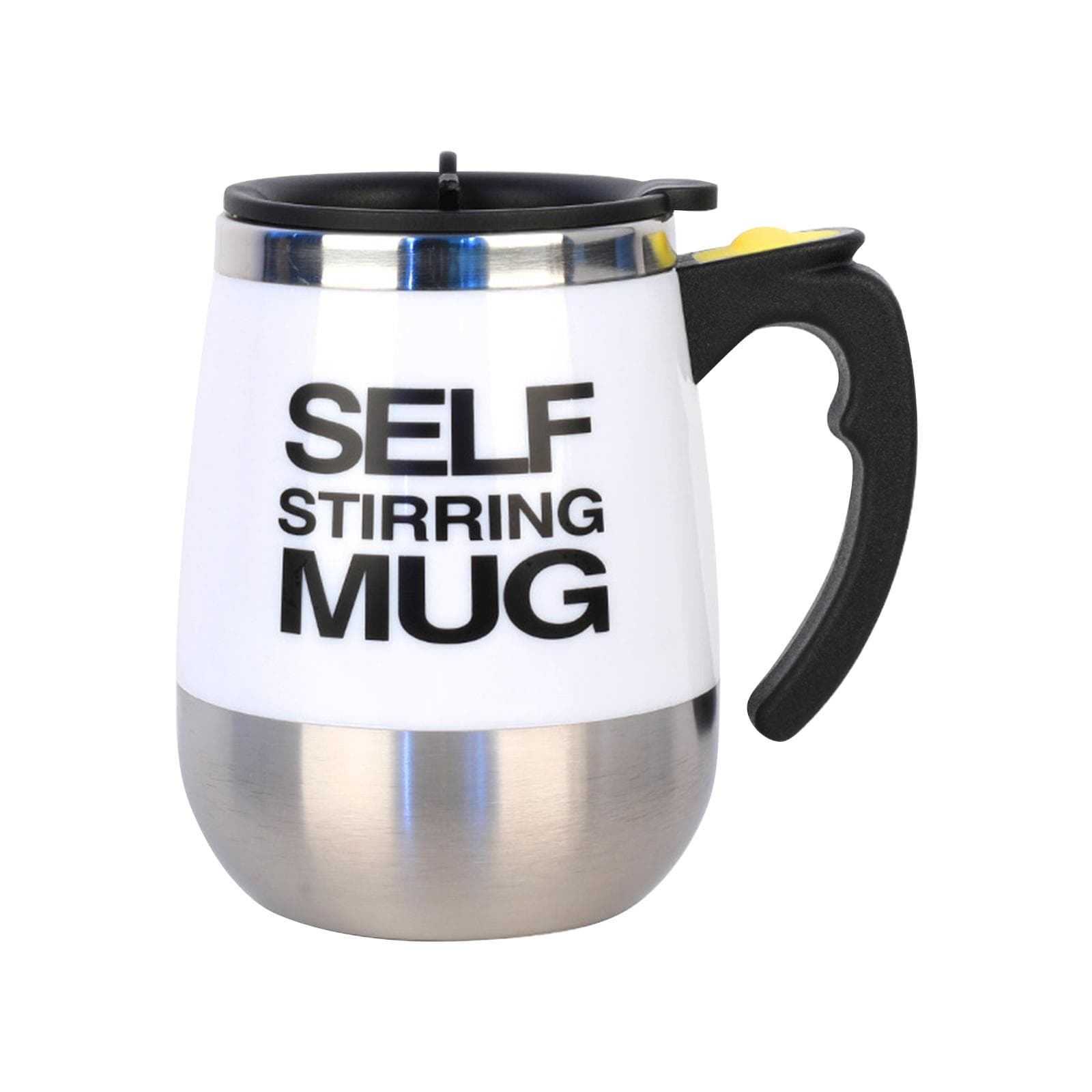 400mL Self Stirring Mug with Lid Automatic Stirring Coffee Cup Electric Stainless Steel Self Mixing white