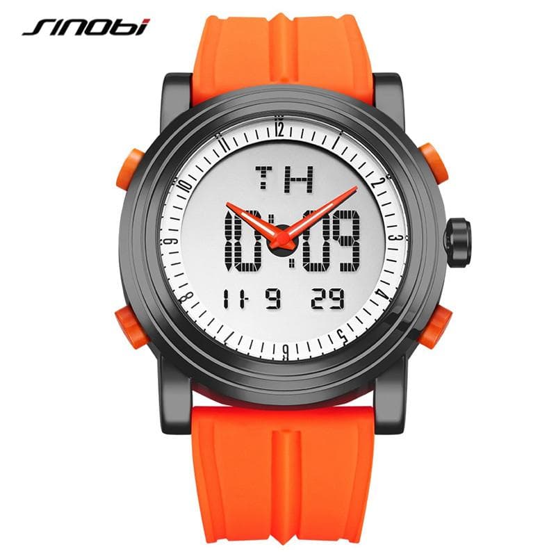 SINOB Men's Quartz Wristwatches Man Multifunctional Waterproof Watch Male Original Design Clock Gift for Students orange
