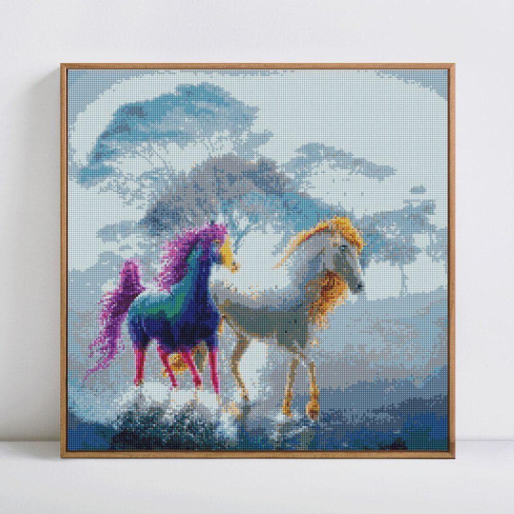 5D DIY Diamond Embroidery Horse Diamond Painting Full Round Diamond Rhinestone Pictures 30x30CM